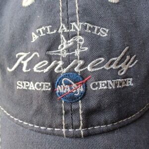 Atlantis NASA Kennedy Space Center Embroidered Navy Blue Cap Hook Loop Closure